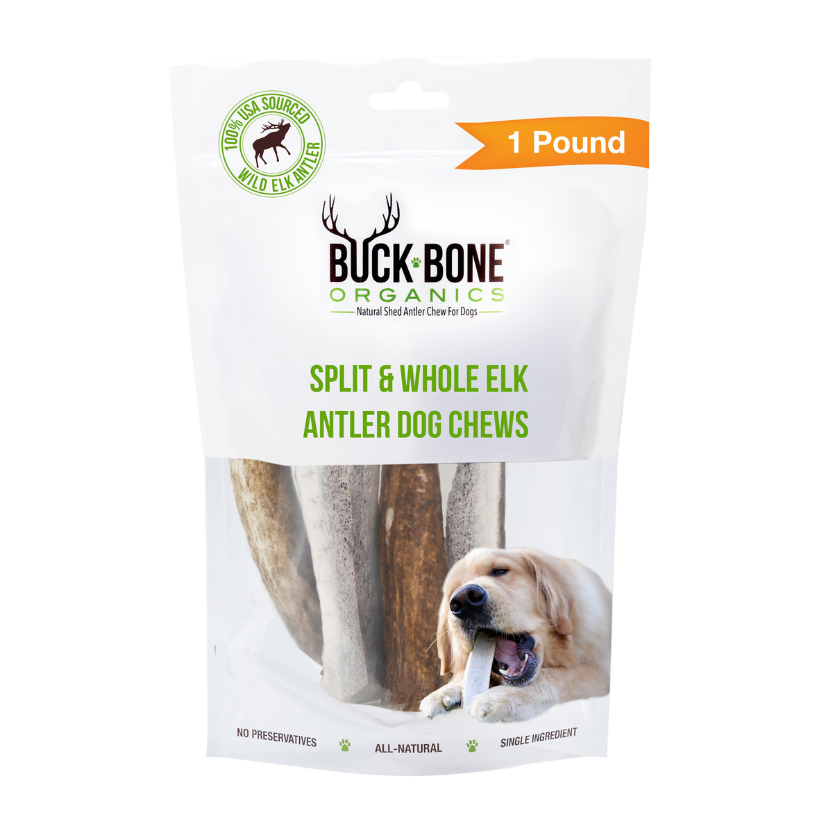 Organic Elk Antler Dog Chews Bag– Buck Bone Organics